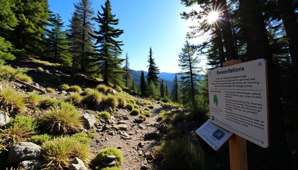 Sendero de montaña con marcas de conservación